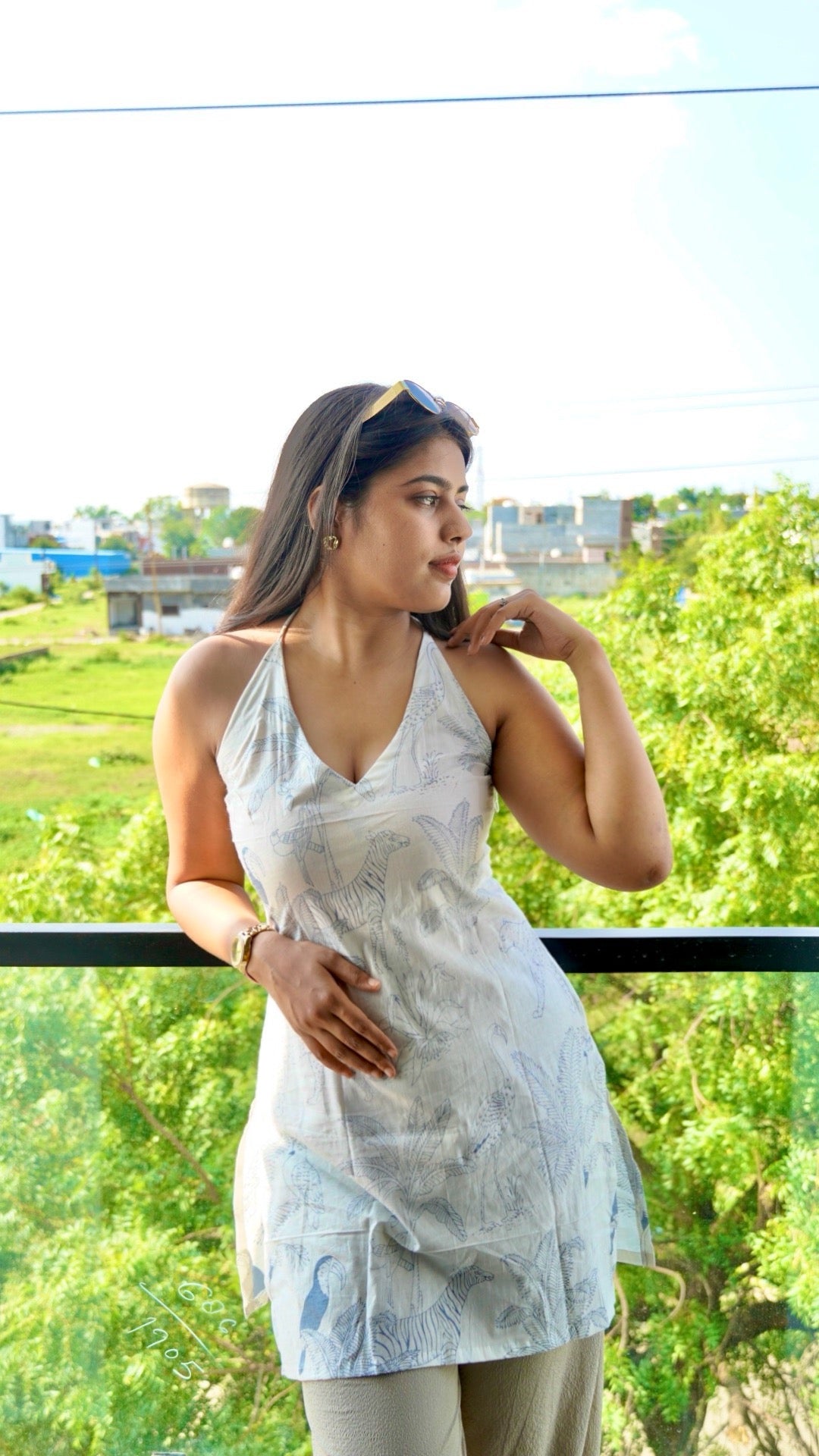 Breezy ivory halter kurti