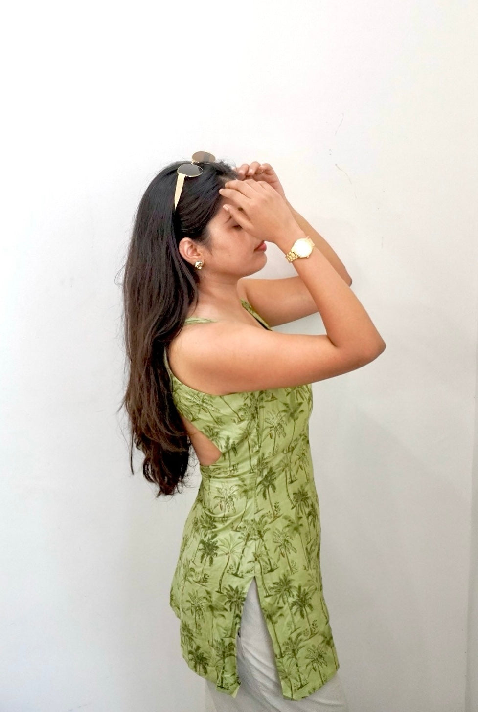 Tropical Green Backless kurti